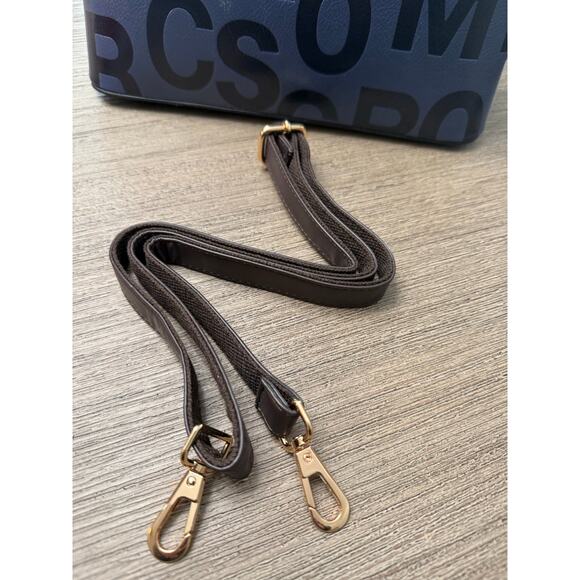 NEW Kaidifeineroo Top Handle Satchel Shoulder Handbag Bag Blue Embossed Letters - Picture 3 of 9